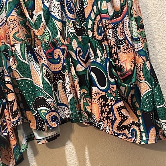 PLUS SIZE LA BASS  GREEN/MULTI PATTERNED JERSEY LONG A-LINE DRESS size 22/24 - Picture 2 of 8